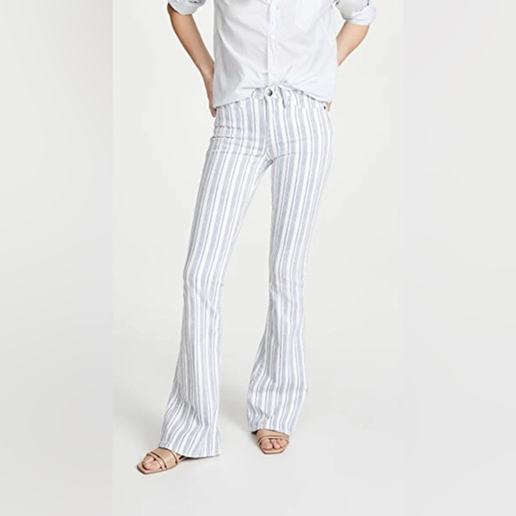 Frame Denim Denim - New FRAME Le High Flare Surfer Stripe High Waist Jeans Dutch Blue Multi NWT 25